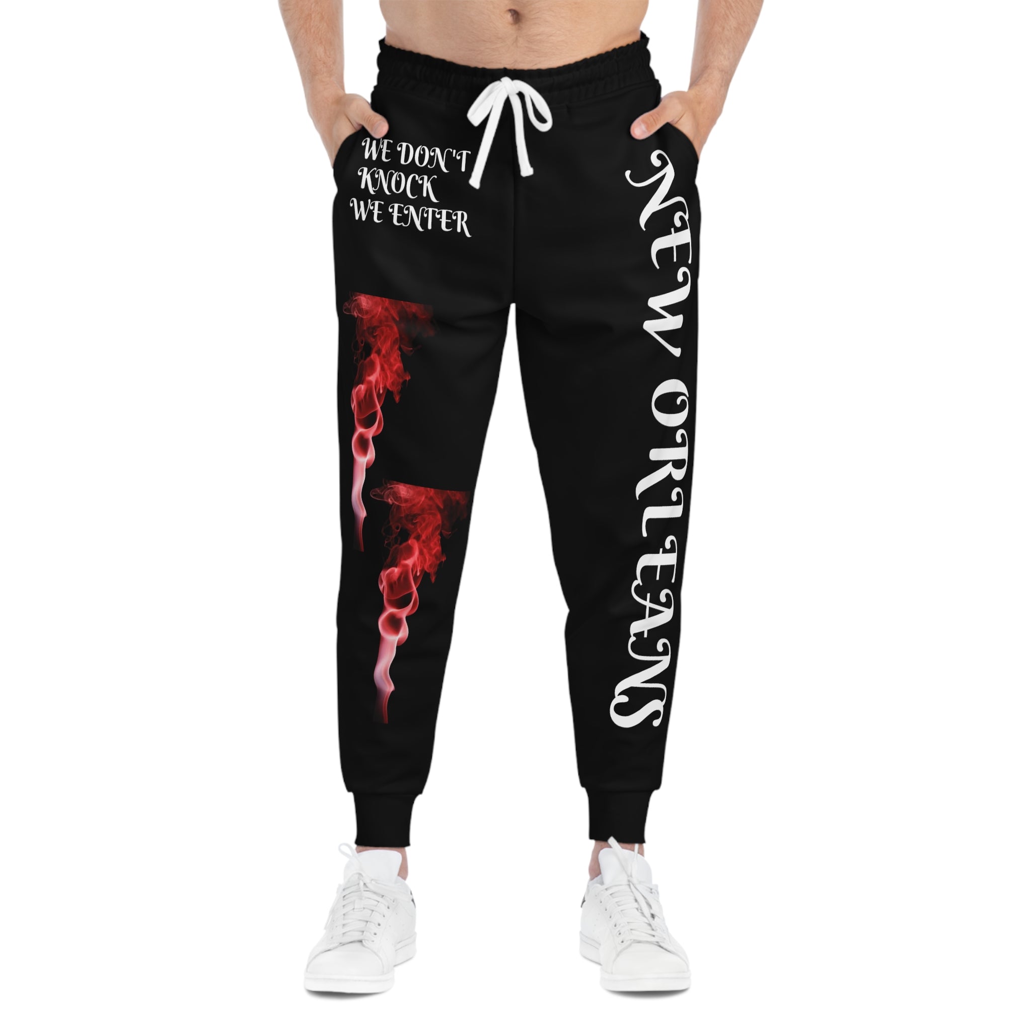 Ghost Syndicate Joggers — New Orleans Red Smoke  "We Don't Knock We Enter"
