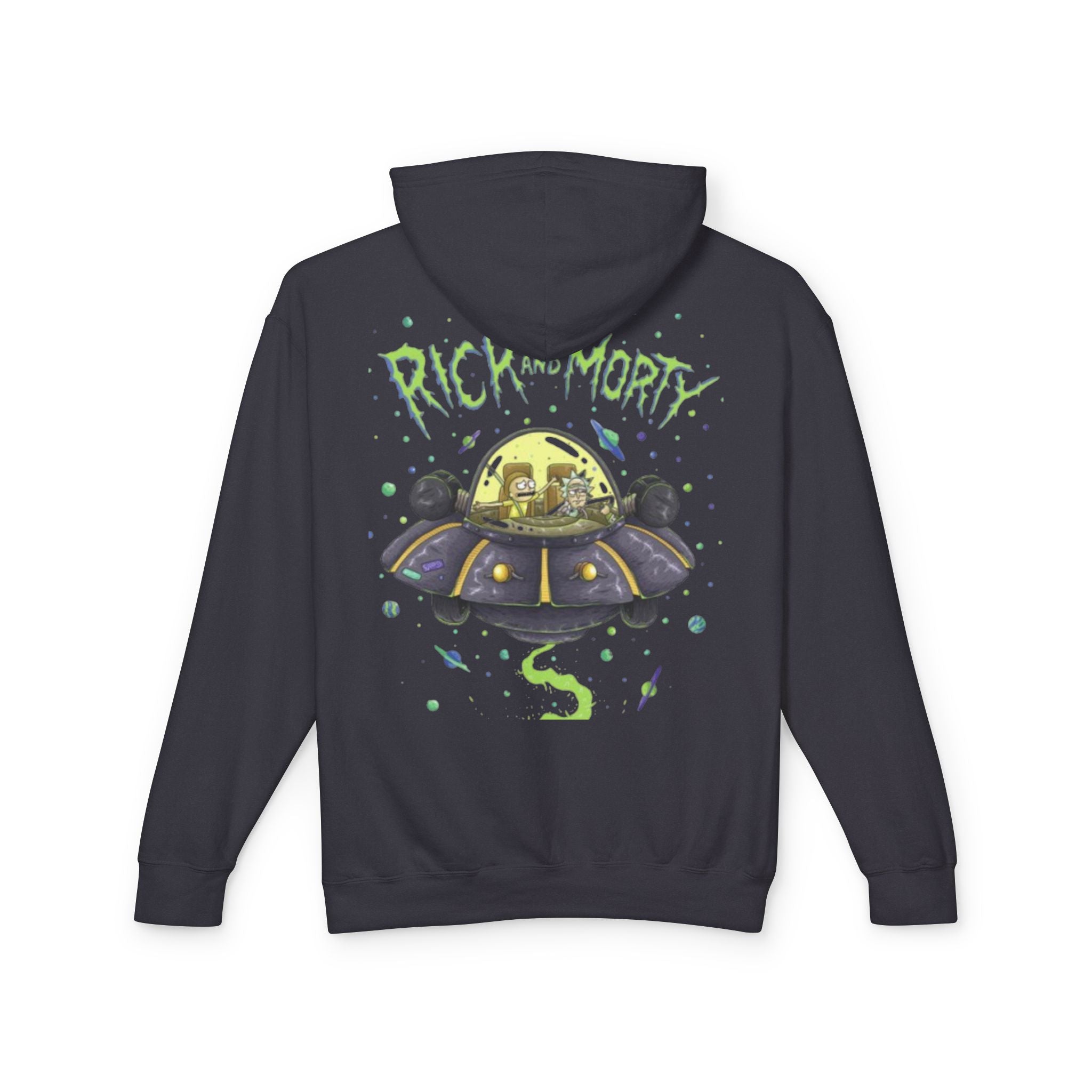 Rick and Morty Graphic Hoodie — Portal & UFO Sci‑Fi Pullover