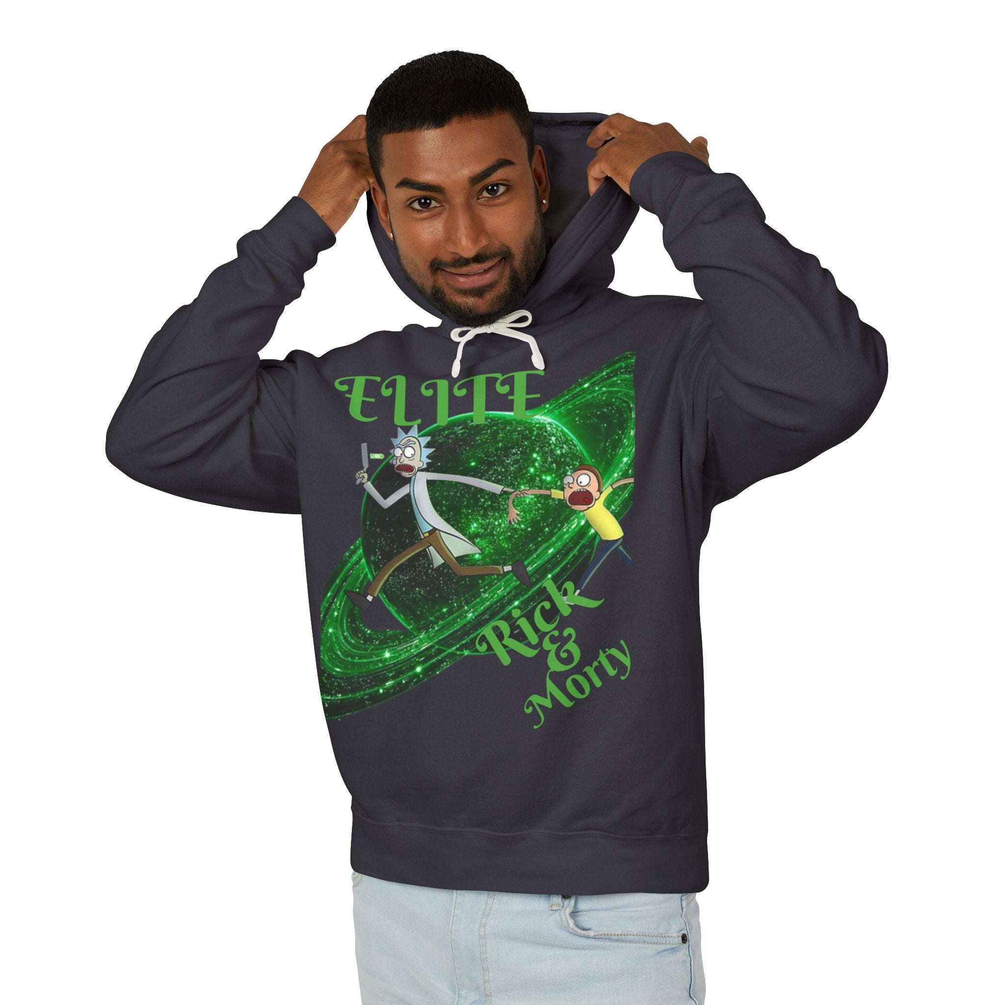 Rick and Morty Graphic Hoodie — Portal & UFO Sci‑Fi Pullover